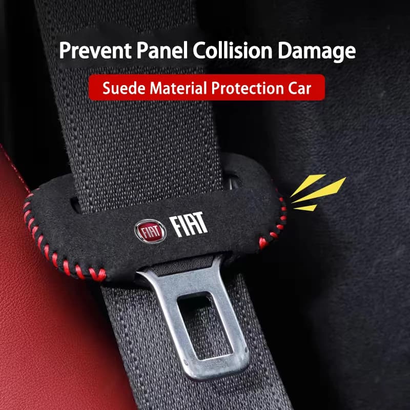 Car safety belt plug cover in suede Protective rubber for Fiat 500 Punto Panda Doblo Stilo Bravo Ducato Pondo FR Abarth Argo
