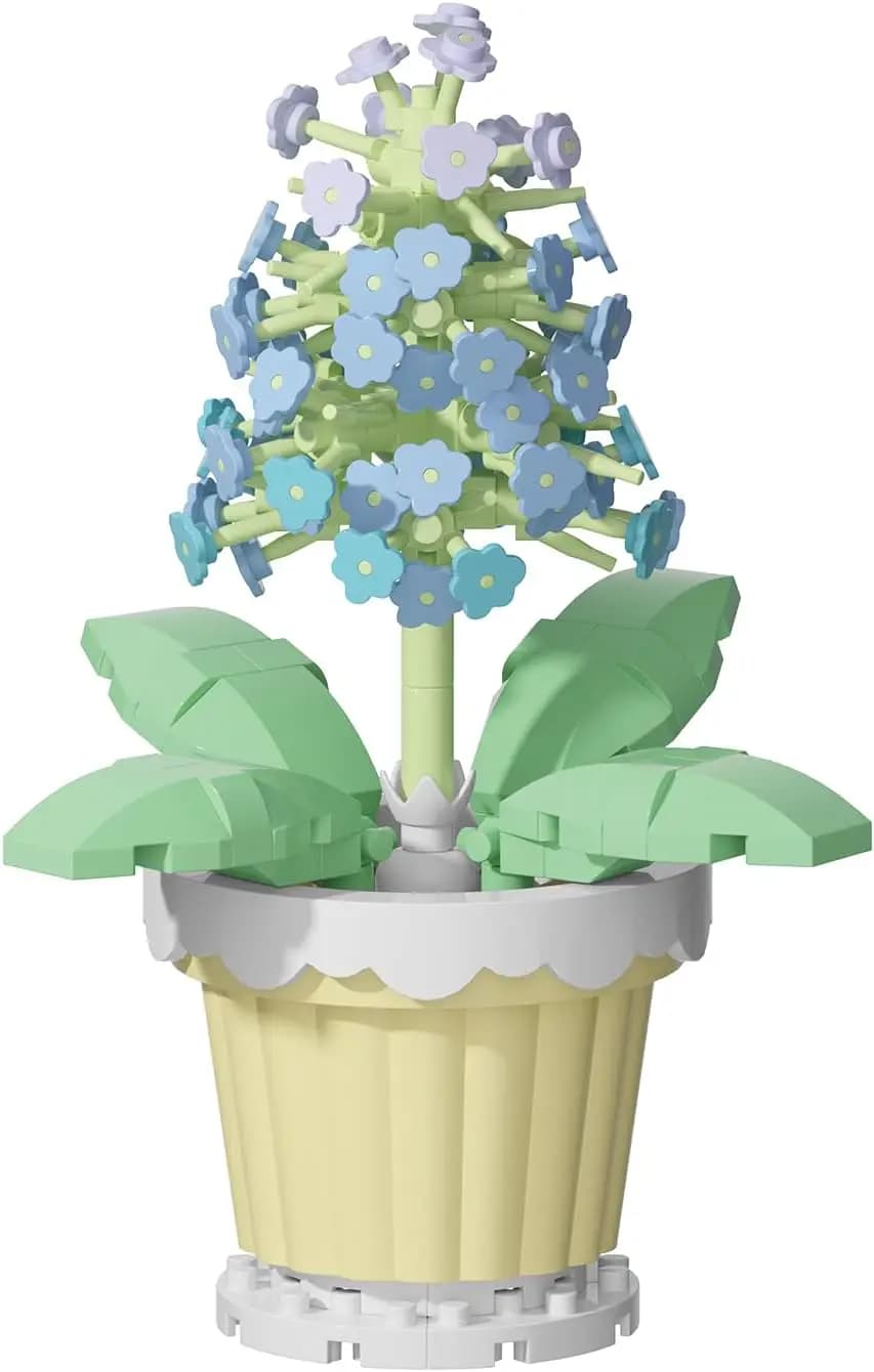 Bonsai Construction Kit with Yellow Miniature Plants, Particle Blocks for Botanical Floral Models for Children and Adults