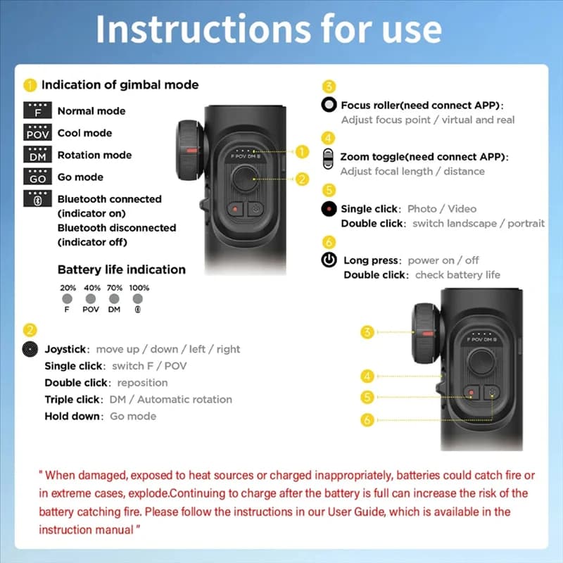 AA60-Support for phone with 3-axis cardanic stabilizer with filling light Portable video recording Anti-shake