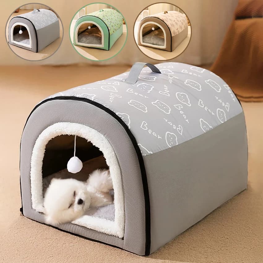 Warm Dog House Detachable Pet Sleeping Bed for All Breeds Dogs Cats Soft Non-slip Dog Kennel Puppy Kitten Nest Pet Supplies