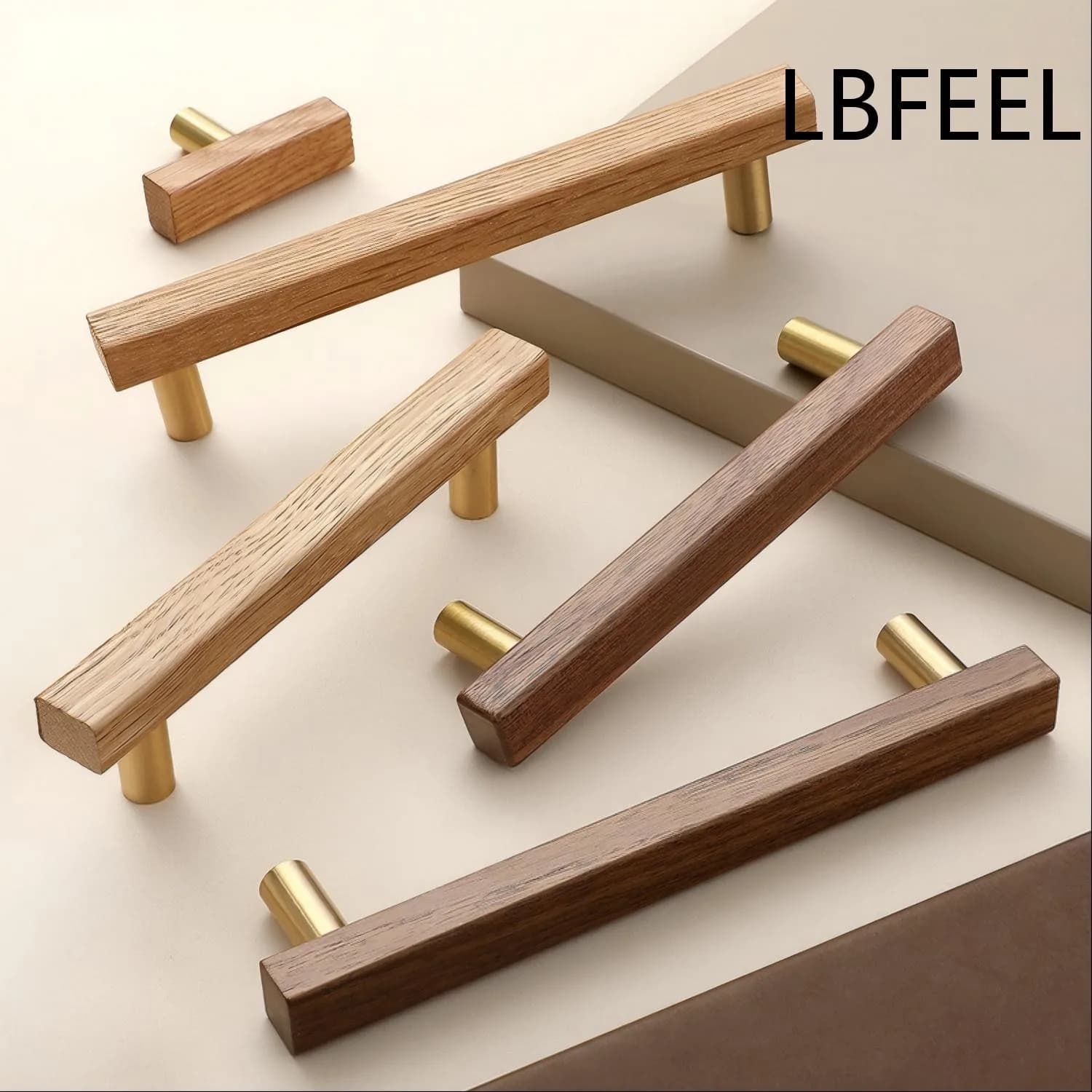 Maniglie per mobili in legno massello Maniglie per cassettiere in rovere nero noce Maniglie per mobili per armadio da cucina quadrato Maniglie per mobili LBFEEL