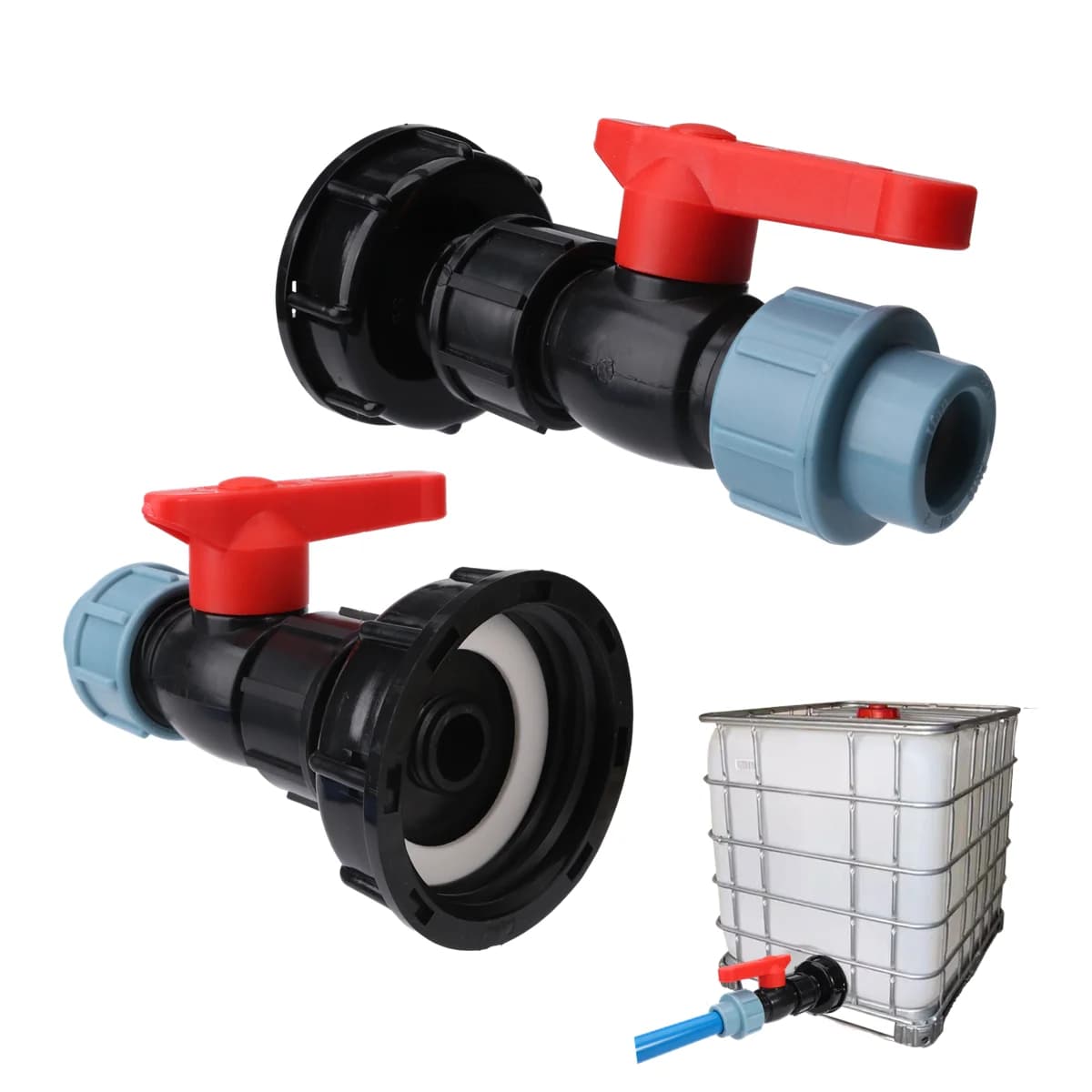 IBC reservoir adapter kit Quick connector valve for PE/PVC/PPR plastic tube for 20/25/32mm pipe rain valve 1000 liters IBC container