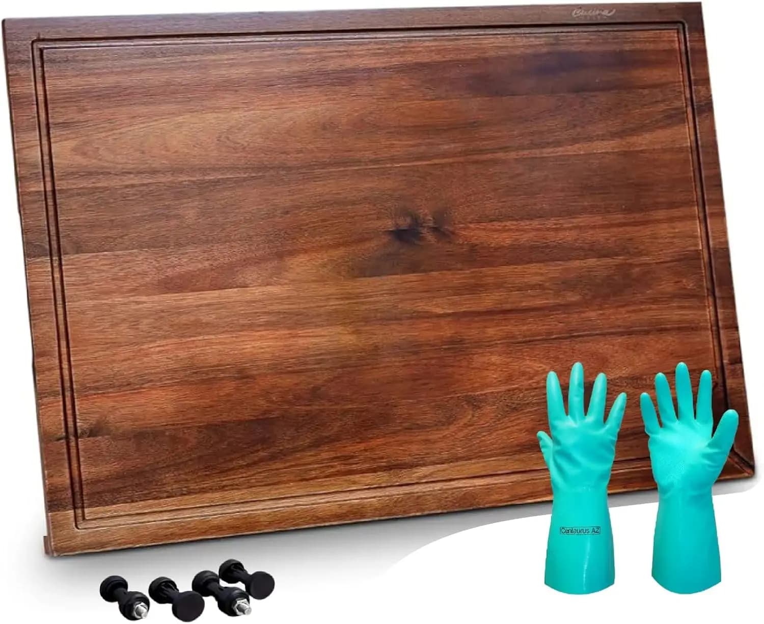 Tagliere Grande Multiuso in Legno - Tagliere in Legno di Acacia Verde Cucine con Piedini Antiscivolo - 30 Pollici