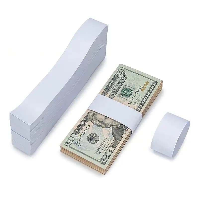 100pcs Money Bands Self-adhesive Tear Resistant Self Sealing Cash Straps Professional White Money Wrappers For Supermarkets