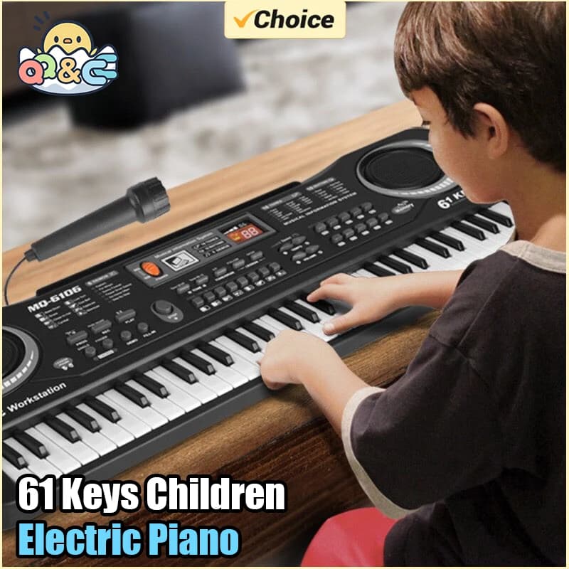 Tastiera per pianoforte elettronico per bambini Organo portatile a 61 tasti con microfono Giocattoli educativi Strumento musicale Regalo per bambini Principianti