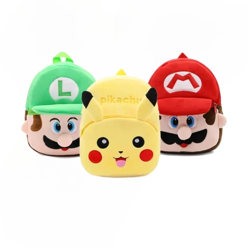 Zaino in Peluche Anime Super Mario, Borsa Morbida per la Scuola, Giocattoli Imbottiti Kawaii Luigi Pikachu, Materiale Scolastico, Regalo di Compleanno