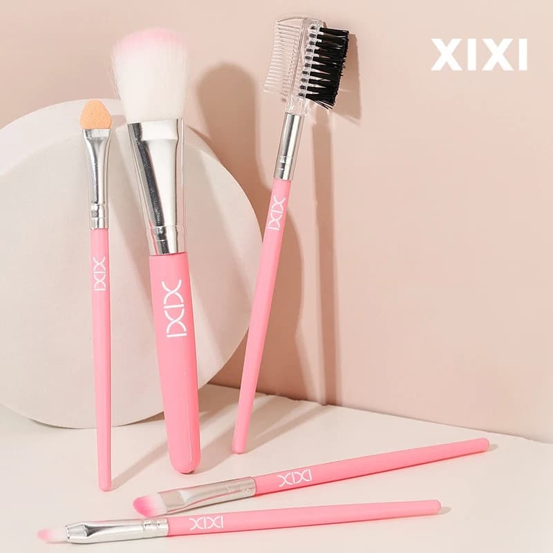 Set of 5 makeup brushes (guance, eye shadow, eyelash pin) - Professional and Beginner