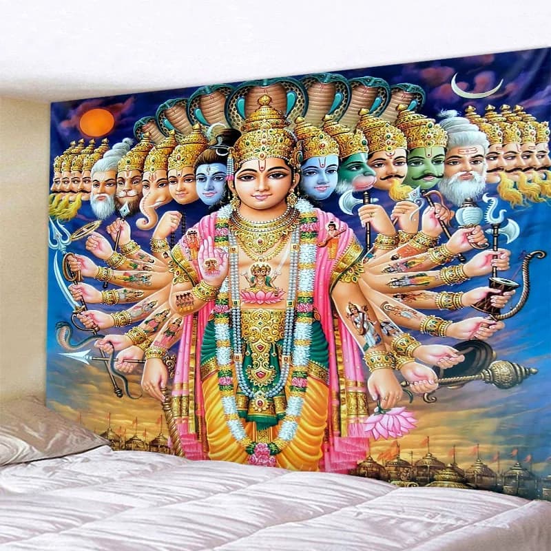 Tappeto da parete Mandala Indiano Buddha Meditazione 7 Chakra, Tessuto da parete psichedelico per Yoga, Tappetino Yoga, Decorazione per la casa, 8 Misure