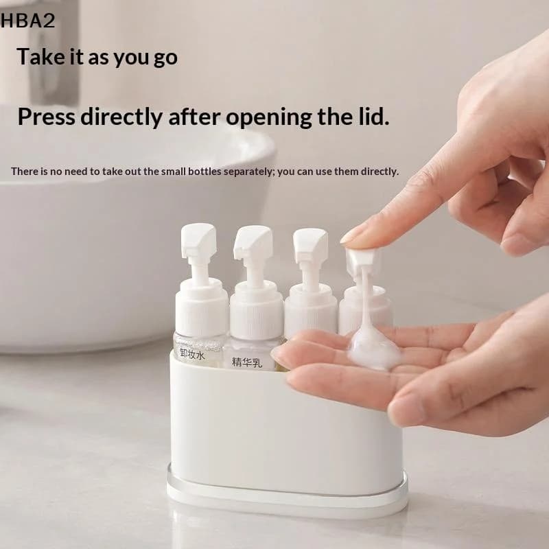 【H】2/4-in-1 Travel Liquid Dispenser Split Bottle System, Shampoo Lotion Shower Gel Soap Sub-Bottles Press Container