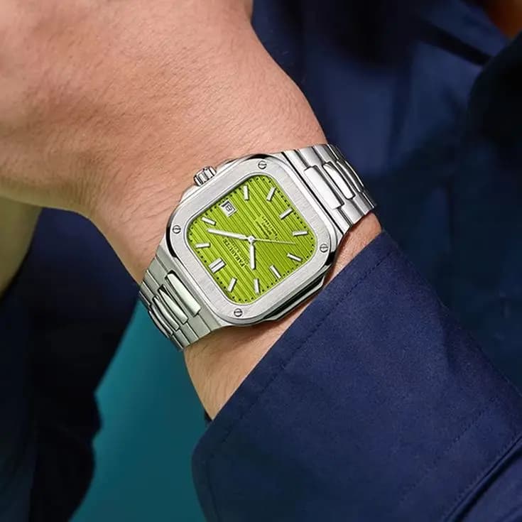 FARASUTE Orologio automatico da uomo 38mm Orologio da polso meccanico quadrato Zaffiro luminoso 5Bar Impermeabile Miyota 9019
