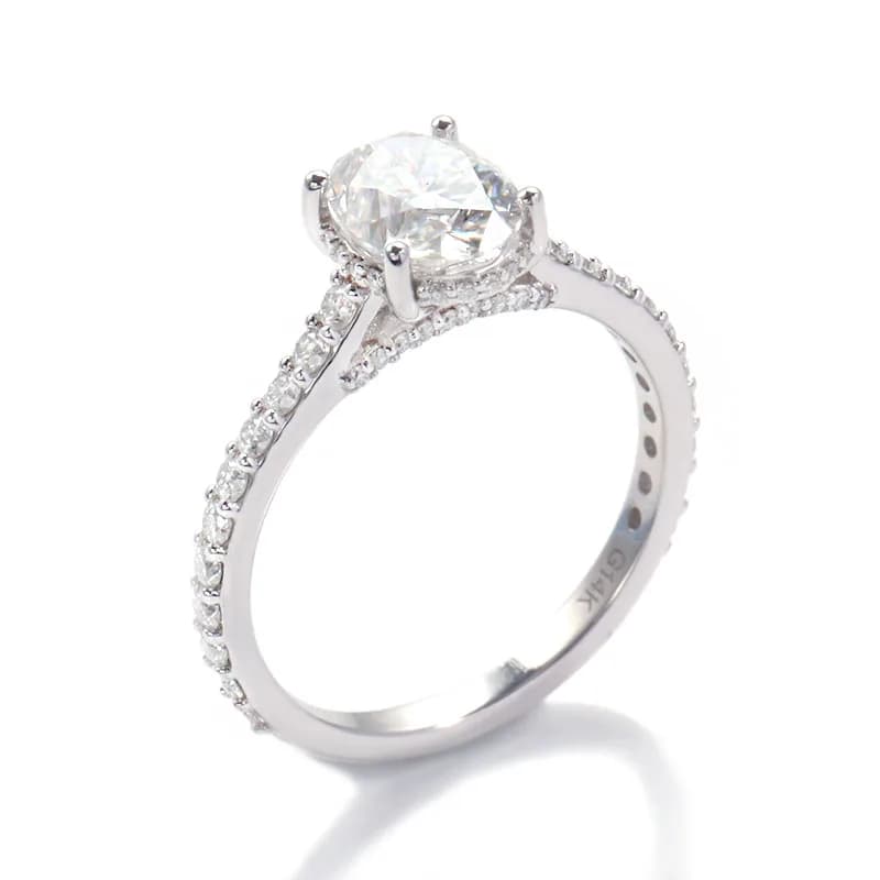 Provence 10K14k White Gold 3CT Lab Diamond Ring With Oval cut For Women Party Wedding Anniversary Fashion Jewelry Gift