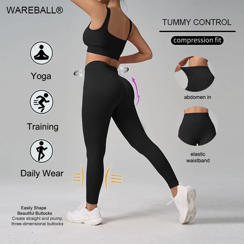 WAREBALL Sport Seamless Tuta sportiva da donna Palestra Cothes Canotta e leggings Allenamento Set da donna per l'uso quotidiano