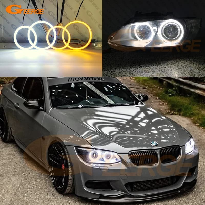 For BMW Series 3 E90 E91 E92 E93 Xenon Light Ultra Bright A/W Switchback Daylight SMD LED Light Angel Eyes Halo Rings