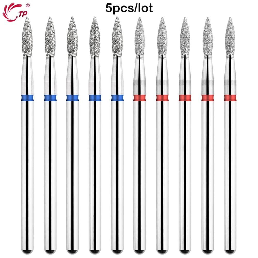 TP 5 pz/lotto Fiamma Punte Per Unghie 3/32 ''Diamond Punte Da Trapano Per Unghie Fresa Elettrica Per La Manicure Rotary Cuticola Pulita Unghie strumenti