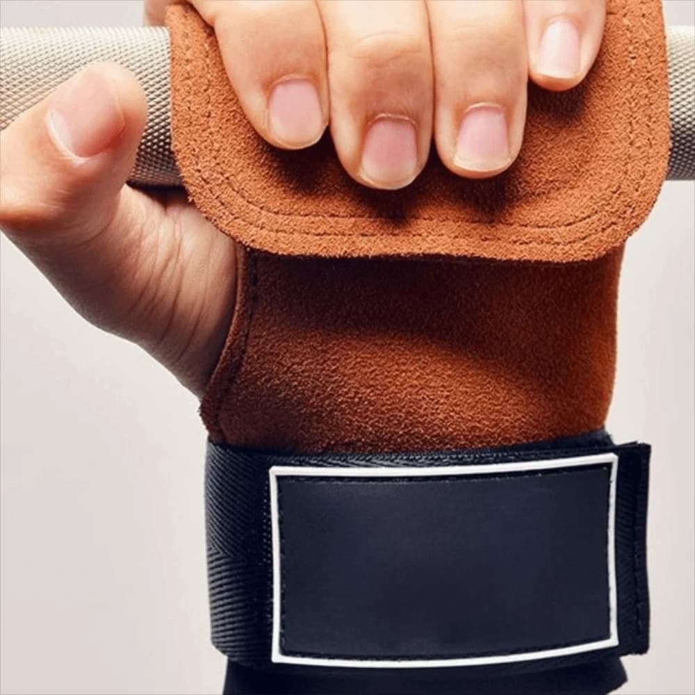 Cowhide Gym Gloves Double Leather Anti-Skid Weightlifting Gloves Palm Protection Wristband Workout Gloves Power Lifting