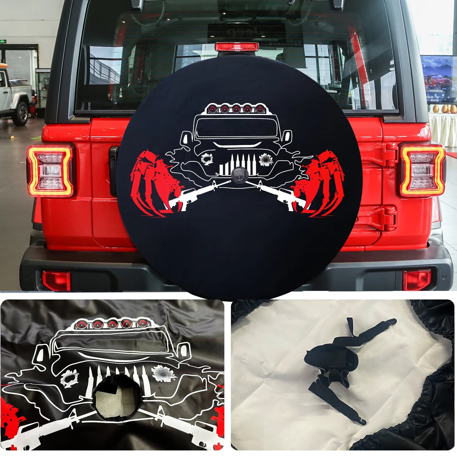 32-33 pollici Copertura della ruota di scorta per auto per Jeep Wrangler RV SUV Camion Rimorchio Veicoli Coperture per ruote posteriori per auto Protezione del sacchetto di immagazzinaggio