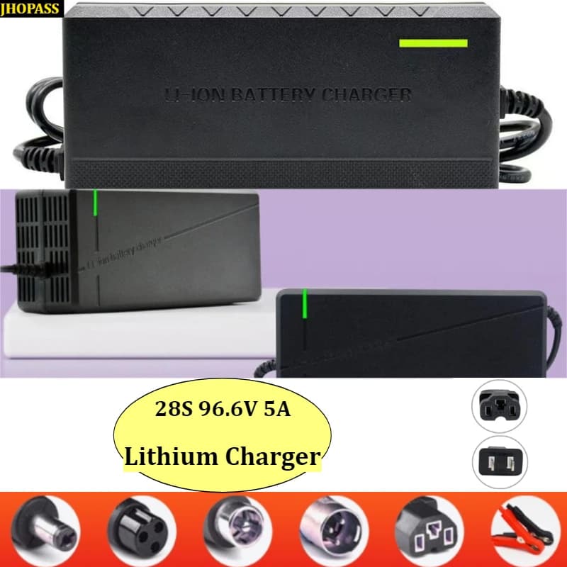 Lithium Charger HD 28S Smart LED Display 96.6V5A for Motorcycle E-bike Scooter Auto AC 110-220V Charge US EU AU UK Plug