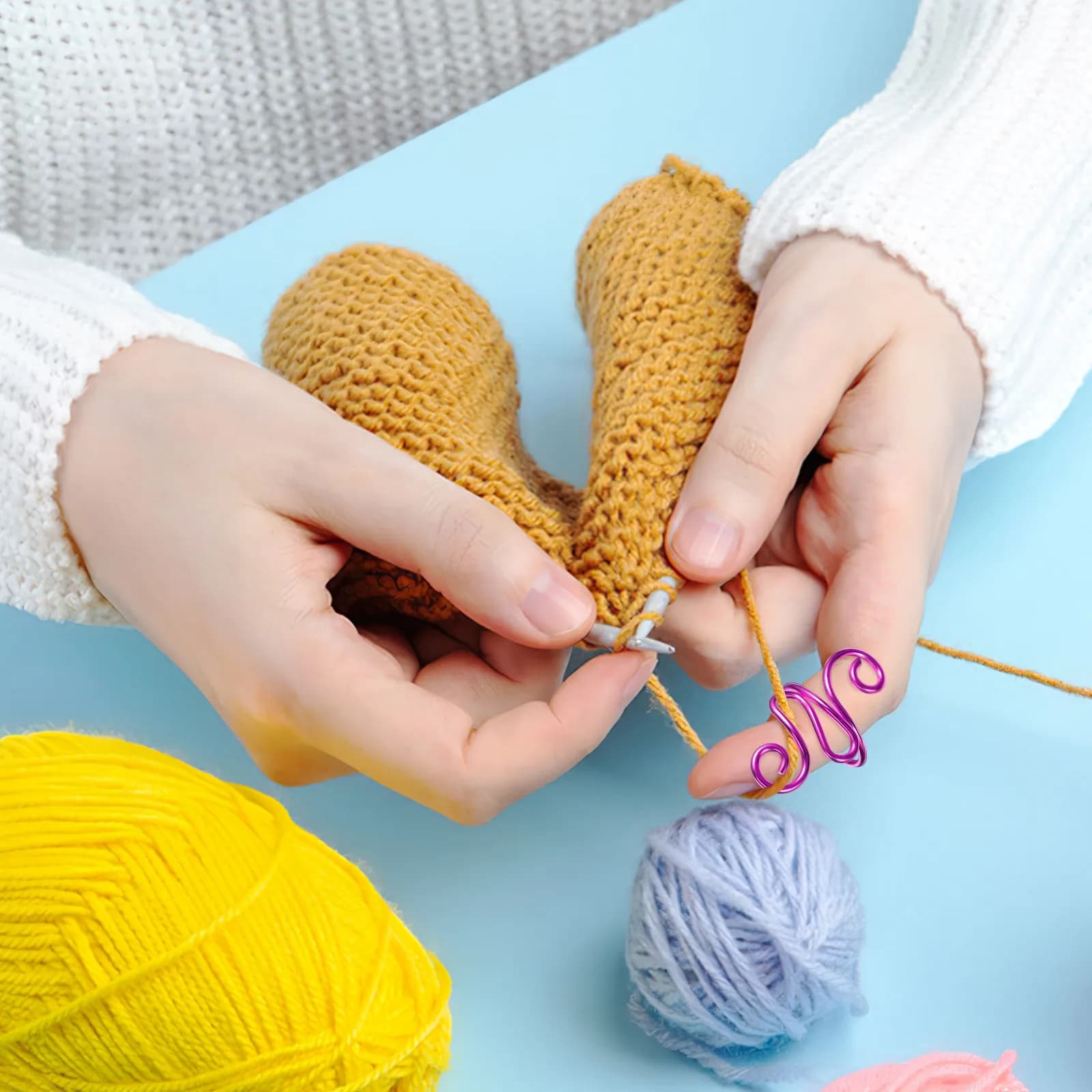 9 Pcs Hook Guide Crochet for Finger Knitters Rings Yarn Tension Knitting Adjustable
