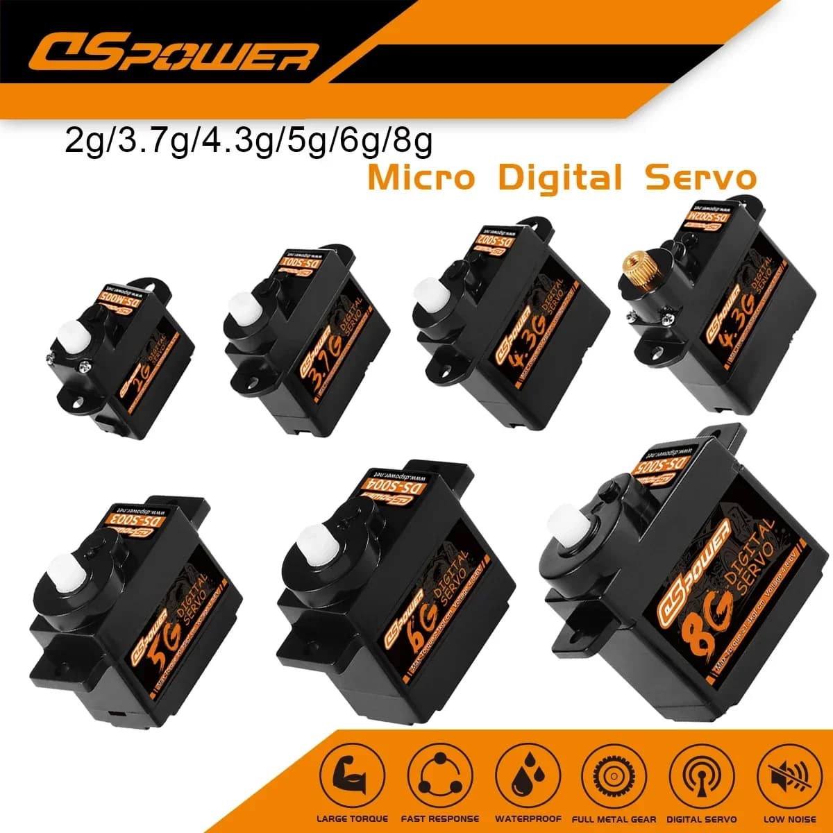 DSpower 2g 3.7g 4.3g 5g 6g 8g Mini Micro Servo digitale per Axial SCX24 F949S K110S Drone aereo RC auto elicottero ad ala fissa