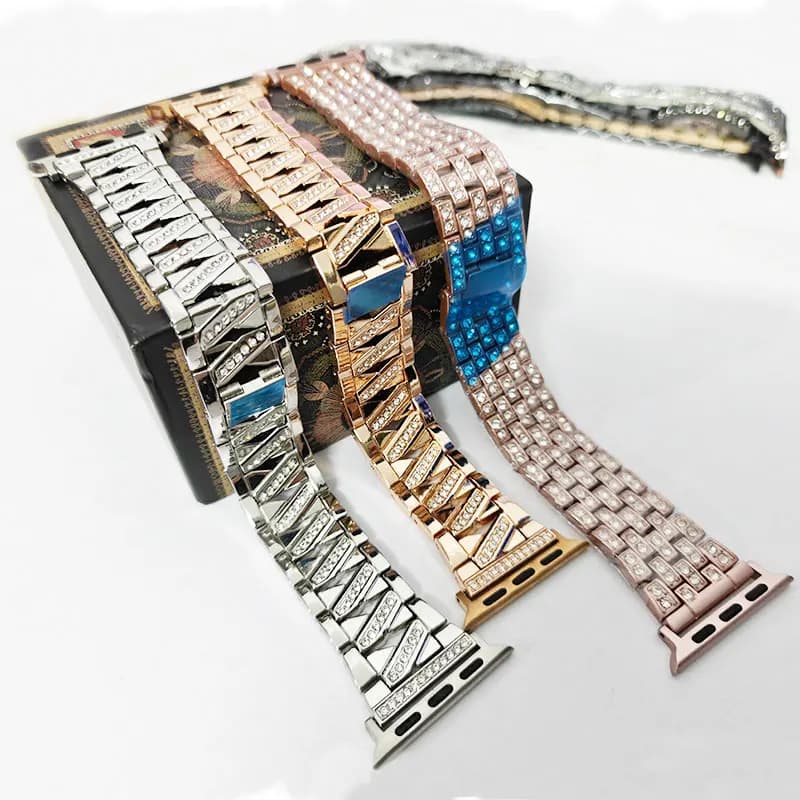Diamond Straps For Apple Watch Bands S10 11 42mm Stylish Steel Luxury Metal Bracelet For Women iWatch 9 8 7 6 5 4 SE 38/40/41mm