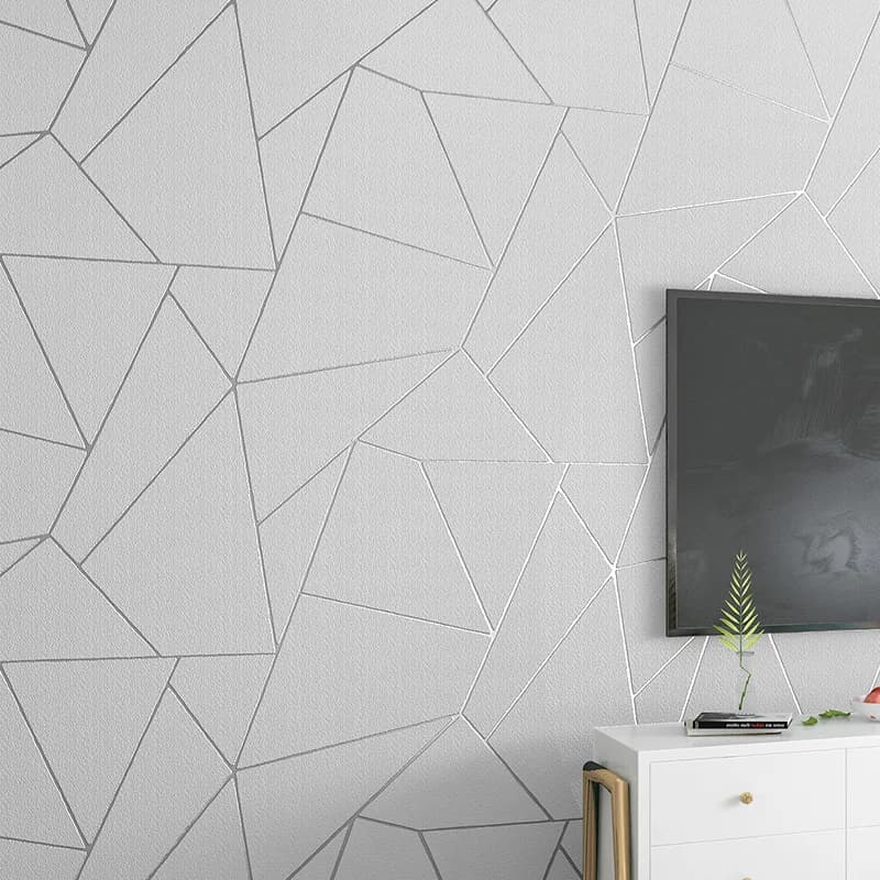 Carta da Parati Geometrica 3D per Decorazione Casa, Soggiorno, Carta da Parati Triangolare Grigia, Moderna e Minimalista per Camera da Letto e Soggiorno