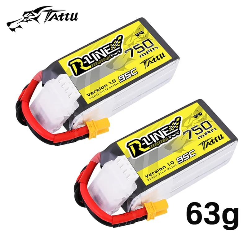 TATTU-R-LINE 1.0 3S 11.1V 750mAh 95C LiPo Batteria per RC Elicottero Quadcopter FPV Racing Drone Parti con XT30 Spina 3S Batteria