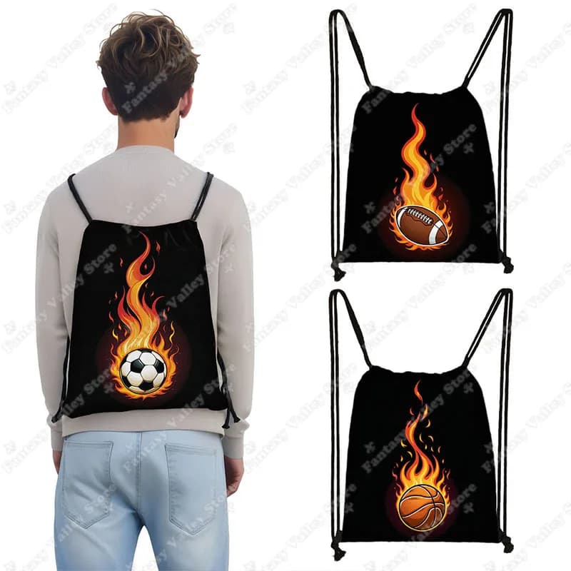 Cool basket Print zaino calcio calcio Tennis Fire Ball bambini borse con coulisse borsa portaoggetti sportiva forniture scolastiche regalo