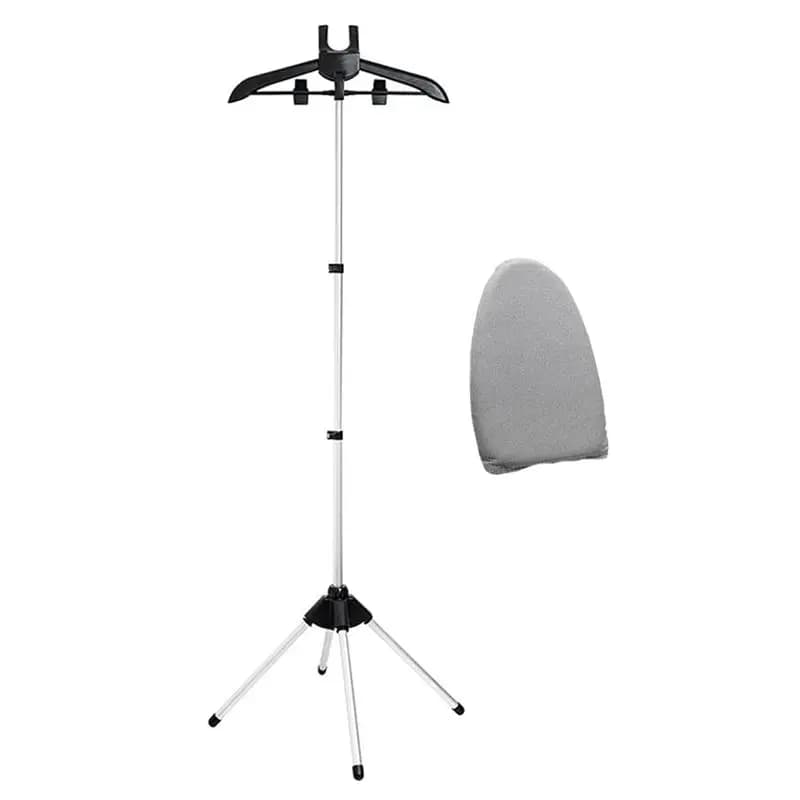 Supporto per stiratore a vapore regolabile A56P con guanti da stiratura per vestiti, supporto pieghevole per stiratore a vapore con due clip per camicie e abiti, nero