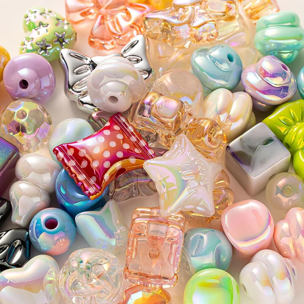 50g Mix colorato casuale Y2K stile fiocco fiore perline acriliche per collana fai da te braccialetto gioielli che fanno forniture accessori artigianato