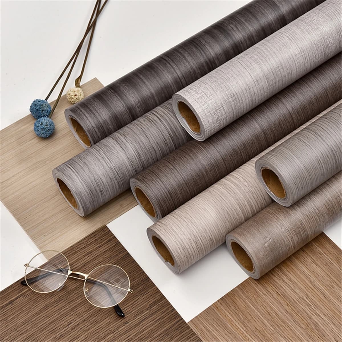 Sfondi in vinile autoadesivi impermeabili da 6 m Rotolo di mobili Armadi Pellicola decorativa in PVC Adesivi con venature del legno per decorazioni per la casa fai da te