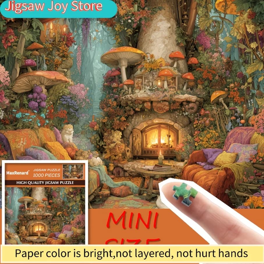 Puzzle in Miniatura per Adulti - Casa dei Funghi Accogliente - Gioco Divertente ed Educativo, Decorazione per la Casa, Esposizione a Parete, Regalo per la Festa del Papà, Compleanno Amico