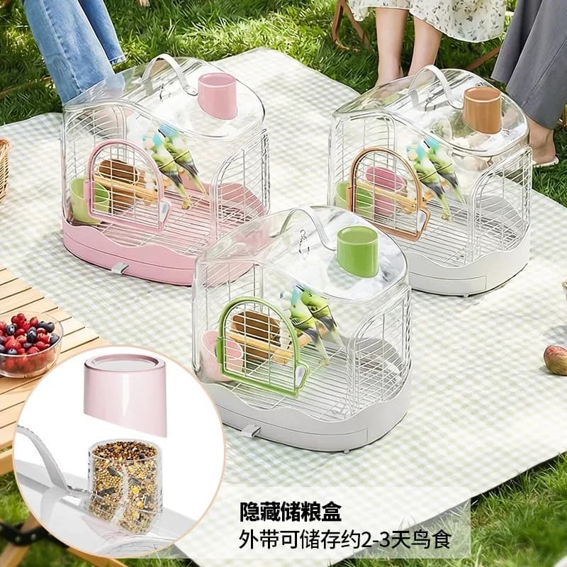 Portable Luxury Parrot Bird Cage with Swing Perch Handle for Budgie Cockatiel Lovebird Household Pet Bird House Travel Carrier