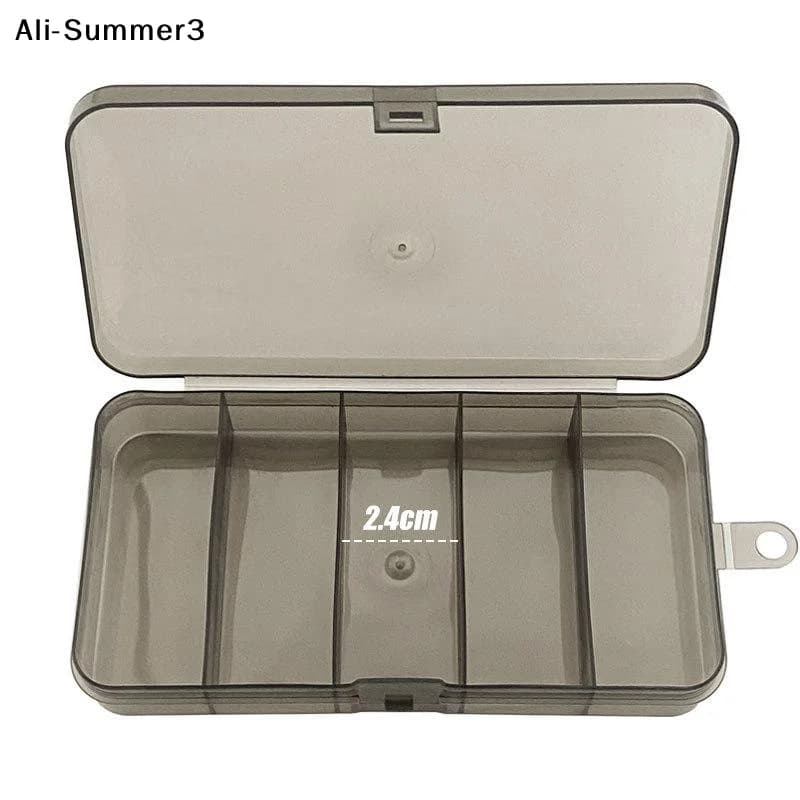 【Nm】2Pcs 5 Grids Plastic Fishing Gear Box Portable Transparent Hangable Fish Bait Storage Box Fishing Tool Case Fishing Tackle