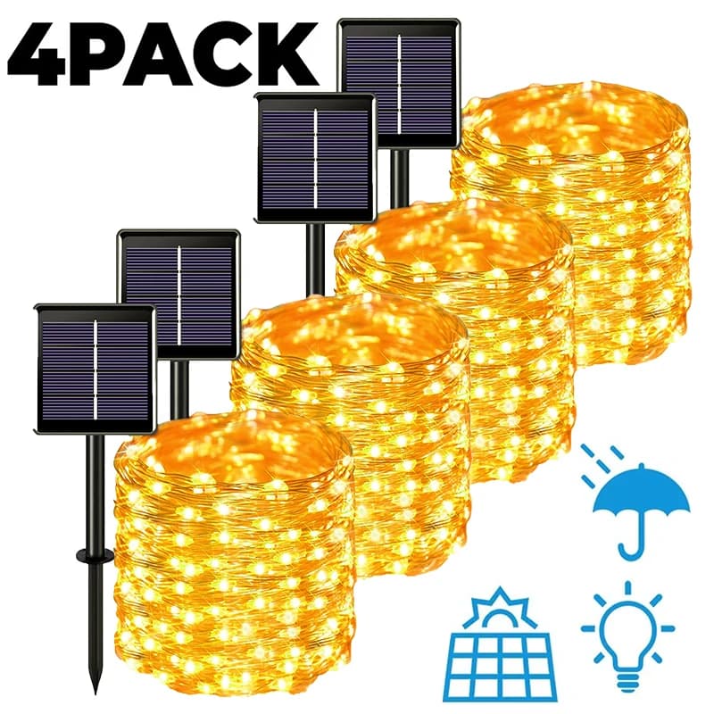 4pack LED Solar String Light Led Twinkle Outdoor Garden Fairy Lights lampada impermeabile per decorazioni per feste di natale