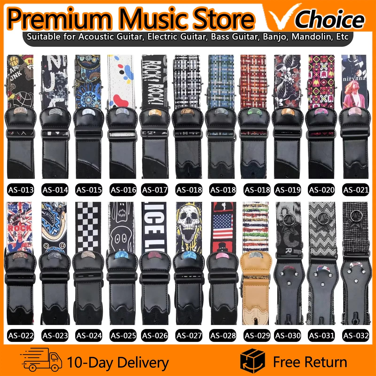 Tracolla per chitarra elettrica Cinture per chitarra premium con plettro adatto per chitarra acustica Ukulele Banjo Mandolino Accessori per basso