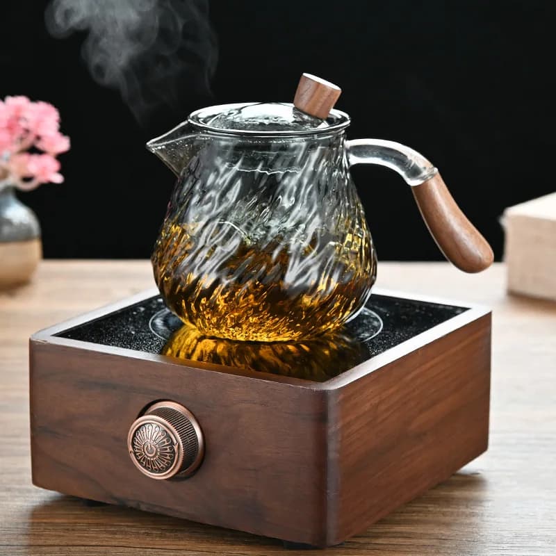 Teiera in vetro borosilicato alta per uso domestico teiera con manico laterale resistente al calore e alle alte temperature