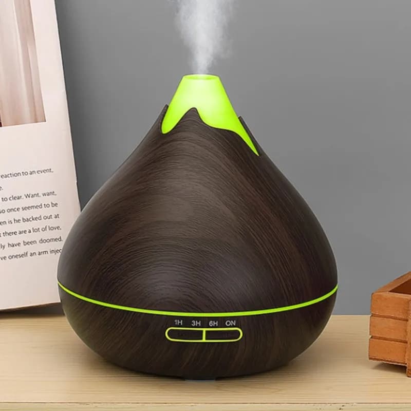 Diffusore di Aromi AB43-US con Presa USA, Effetto Legno, 500ml, Oli Essenziali, Umidificatore ad Ultrasuoni, 3 Timer, Luce Colorata