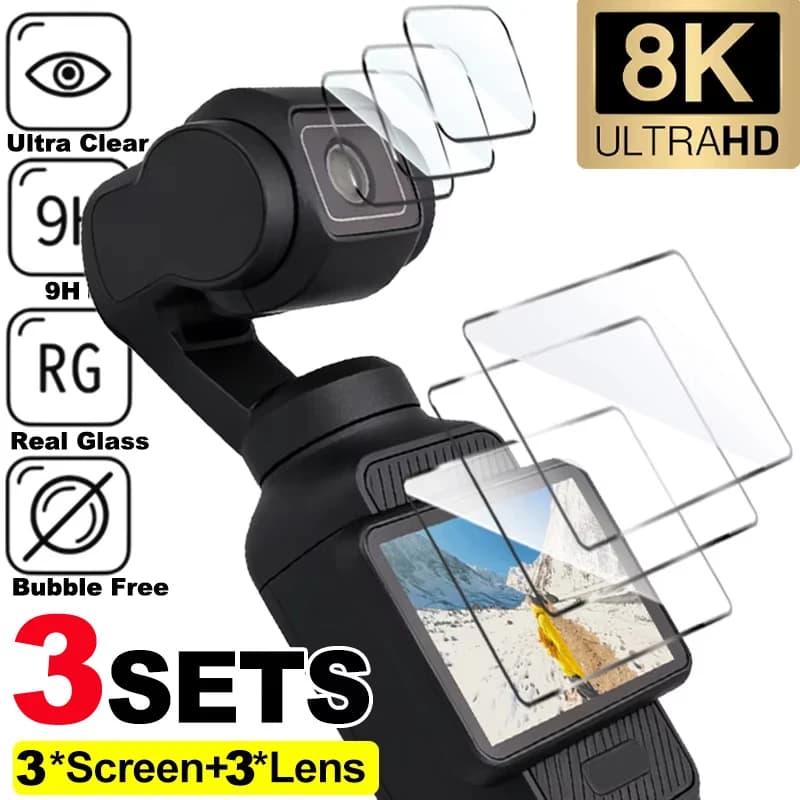 1-3 Pezzi Pellicola in Vetro Temperato per DJI OSMO Pocket 3, Protezione Schermo Durezza 9H, Protezione Lente Fotocamera per Accessori DJI Pocket 4