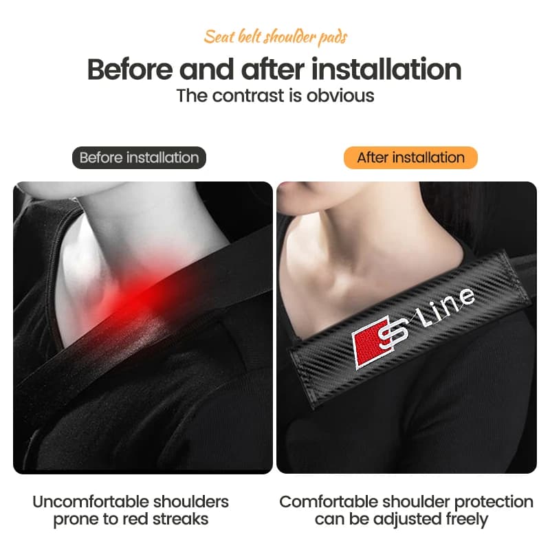 2 pcs safety belt for car safety shoulder cover in leather protection pad for Audi S Line A3 A4 A5 A6 A7 Quattro Q2 Q3 Q7 S3 S4 S5 RS3