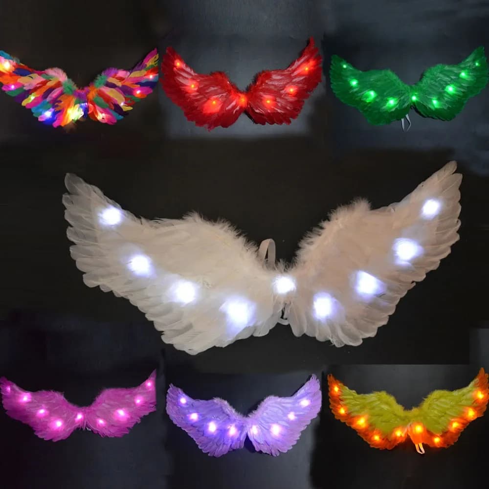 Principessa Donna Bambini LED Glow Light Angelo Piuma Ala Fata Ragazze Puntelli Costume da festa Decorazione di nozze Natale Halloween