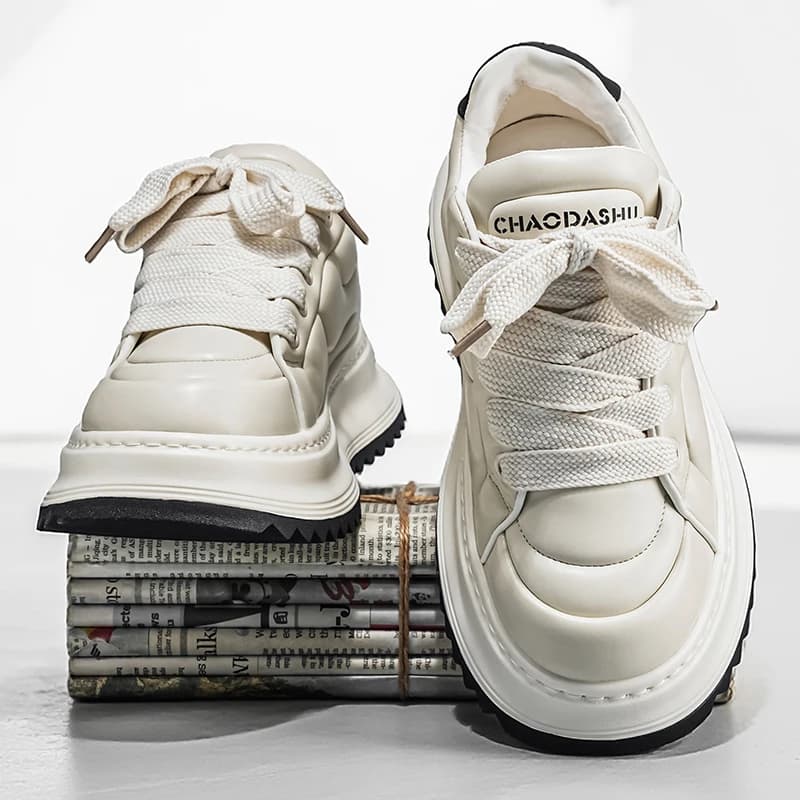 Nuove Scarpe Casual da Uomo, Tomaia in Pelle, Sneakers Bianche, Scarpe Sportive Casual alla Moda