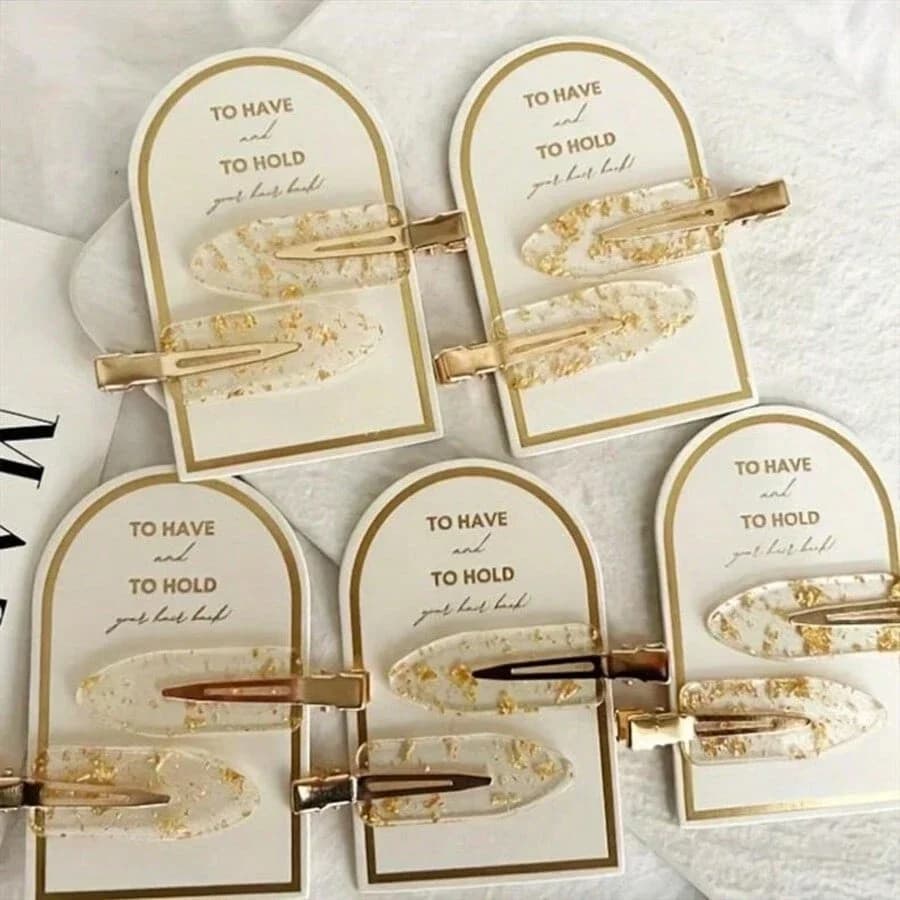 Set di fermagli per capelli in lamina d'oro per donne, regalo per damigelle, accessori per capelli senza cuciture