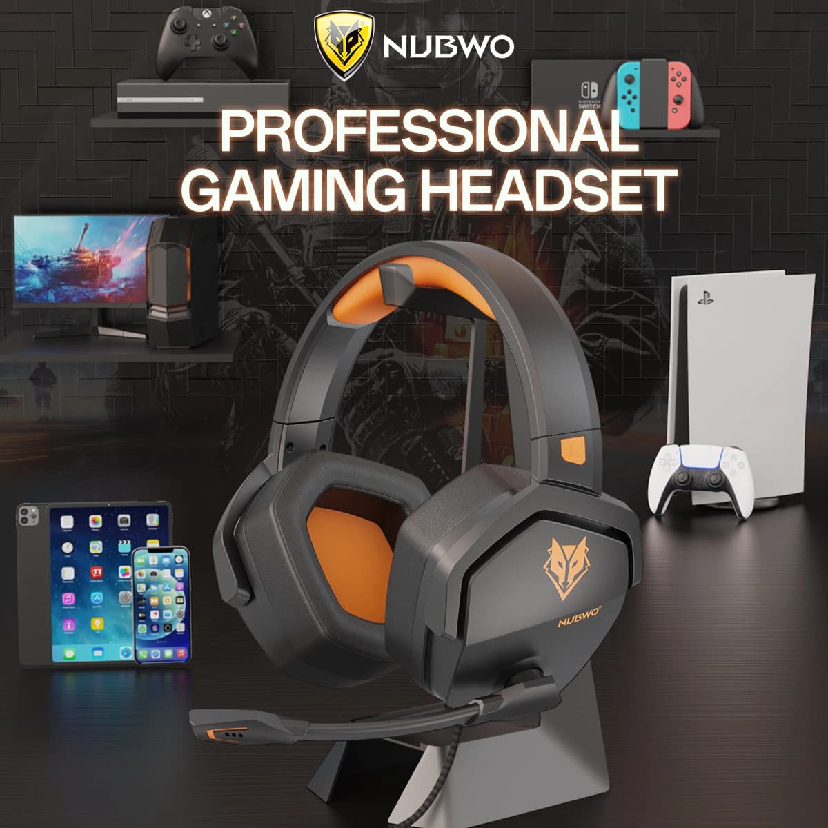 Cuffie da gioco NUBWO N16 per Xbox, PS5, PS4, PC, NS, Mac Cuffie over-ear con microfono Stereo cablato Xbox Headet con jack audio da 3,5 mm