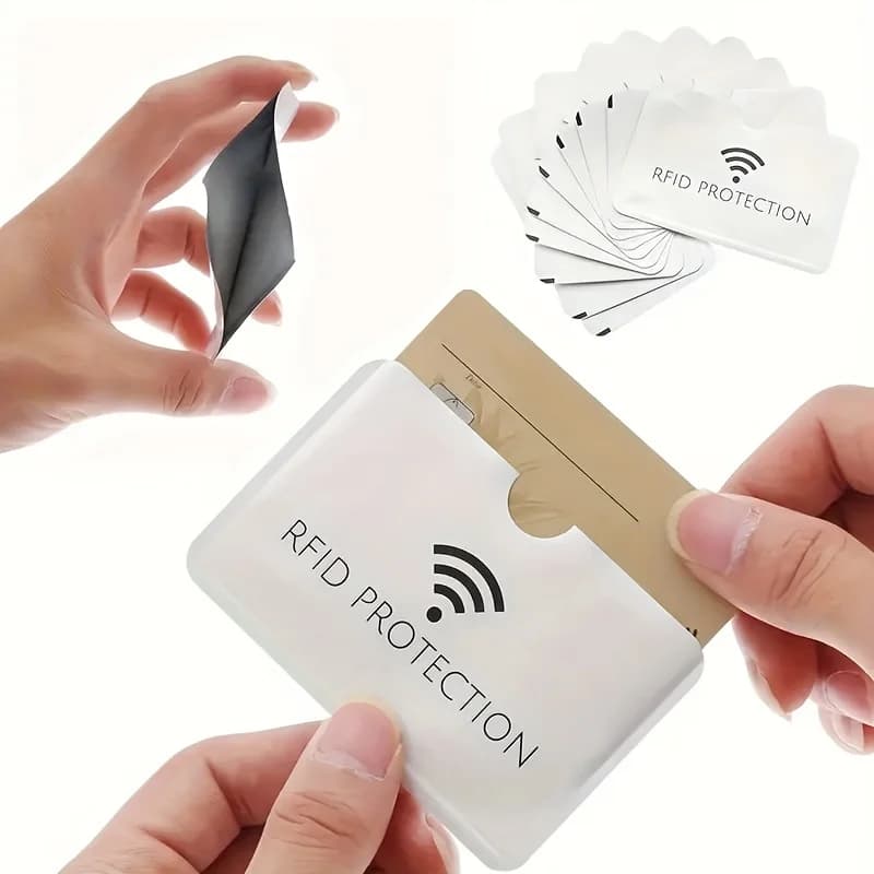 10 Pezzi Portafoglio in Alluminio con Protezione RFID, Porta Carte Semplice con Blocco RFID