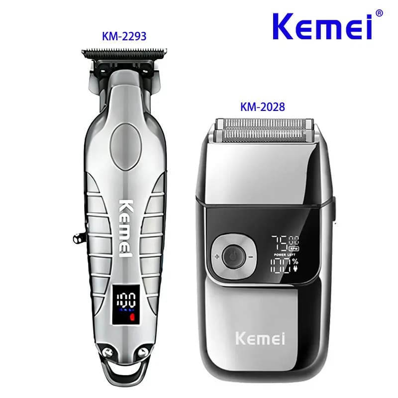 Kemei Professional Haircut Rechargeable, Trimmer Wireless for Barbiere, Electric Shaver for Barba Man, Kit KM-2293 KM-2028