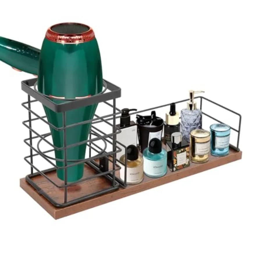 Organizzatore per Strumenti per Capelli, Porta Asciugacapelli Mobile, Contenitore per Strumenti di Styling, Organizer per Vanity e Bagno, Vassoi da Bagno