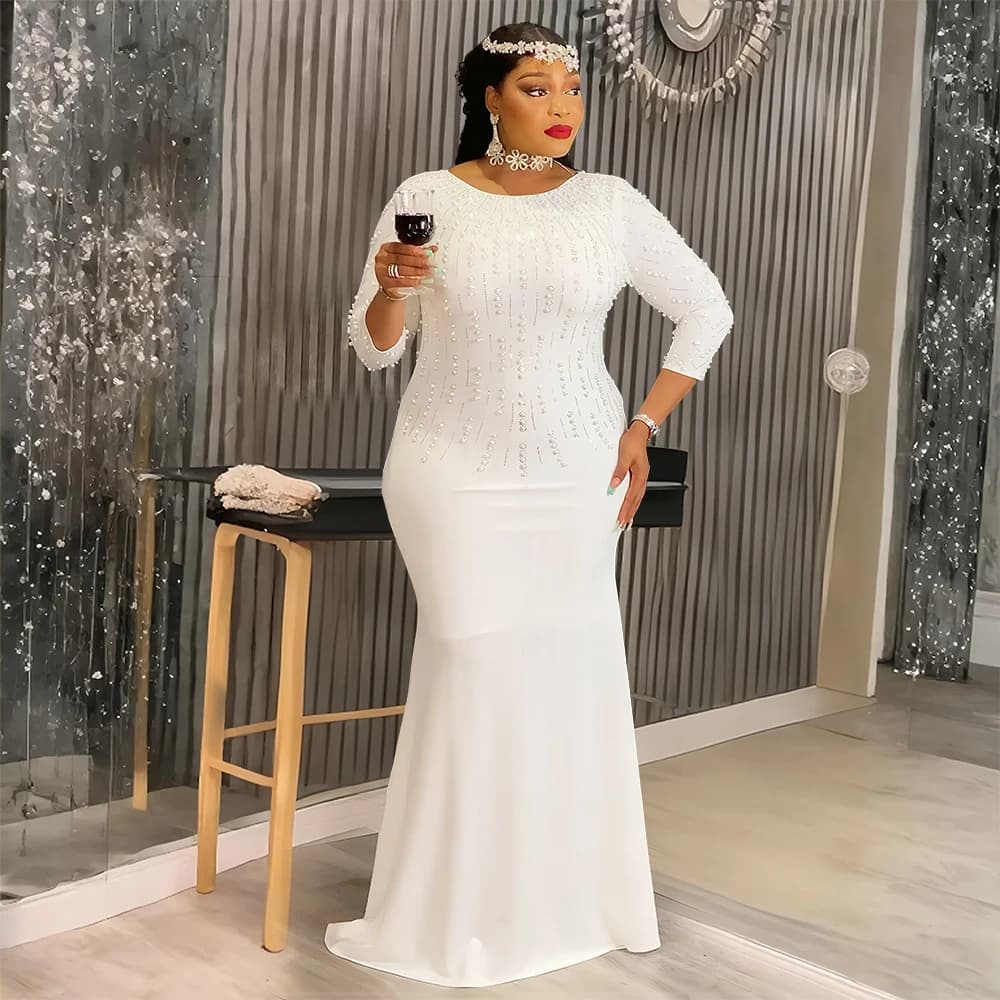 Elegant African Evening Dresses for Women Dashiki Ankara Robe Plus Size Turkey Wedding Party Maxi Long Dress 2025 New