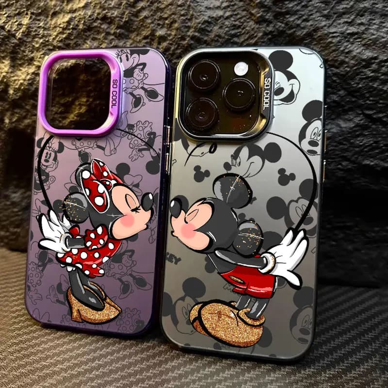 Cover per iPhone Disney Mickey Minnie Mouse Love per modelli 11 12 13 14 15 16 17 Pro Max 16e 17E 17 Air Plus 13 Mini