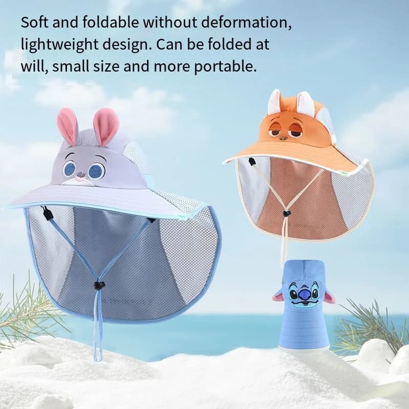 Cappello Estivo Disney Judy Hopps per Bambini, Anti-UV, con Ampia Tesa, Cartone Animato Coniglio Carino, Traspirante, per Bambini e Bambine, Protezione Solare