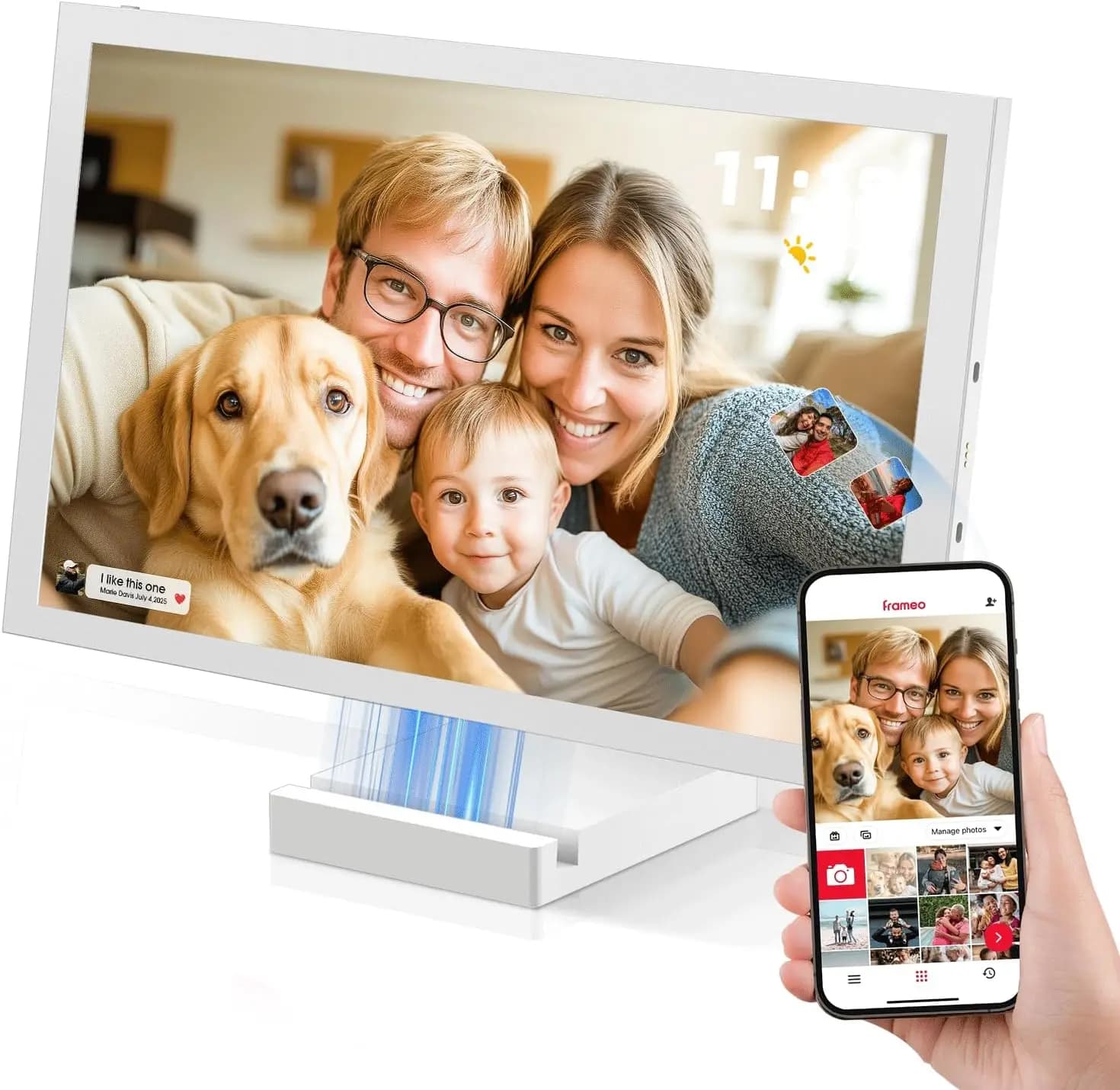 Cornice Digitale WiFi con 64GB di Memoria, Schermo Touch HD da 10.1 Pollici, Batteria da 5000mAh, Condivisione